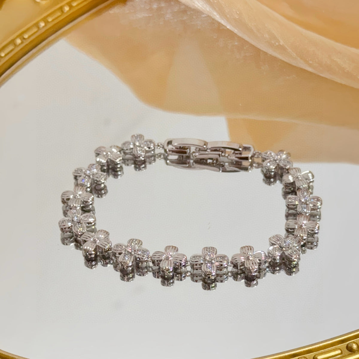 gold crystal inlaid Bracelet for women - alternate angle view 5
