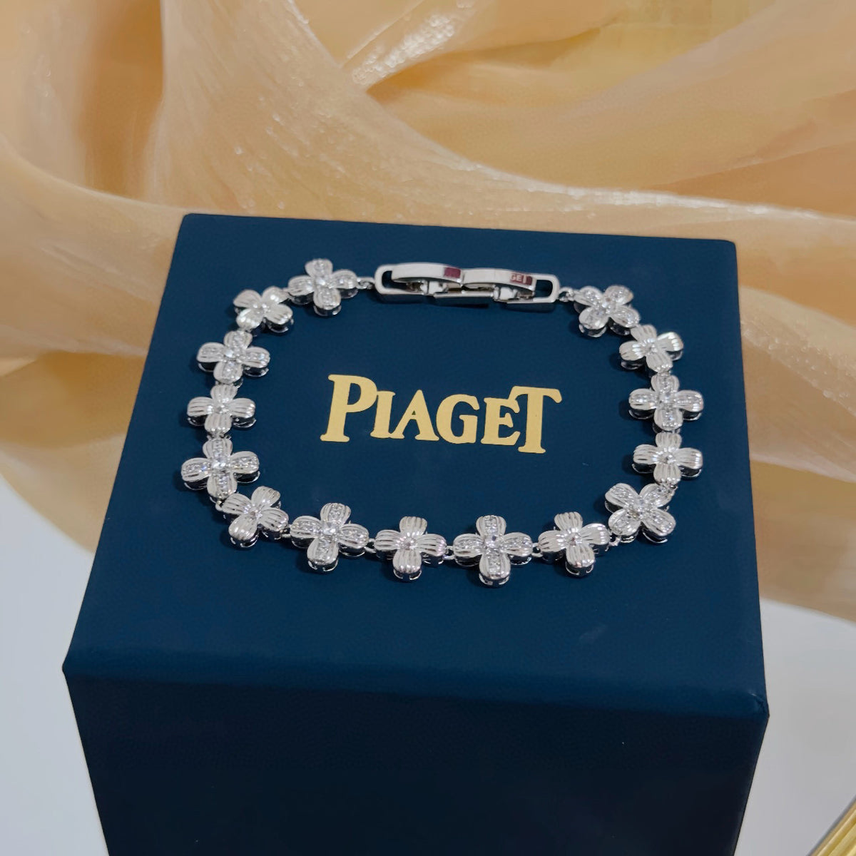 gold crystal inlaid Bracelet for women - alternate angle view 6