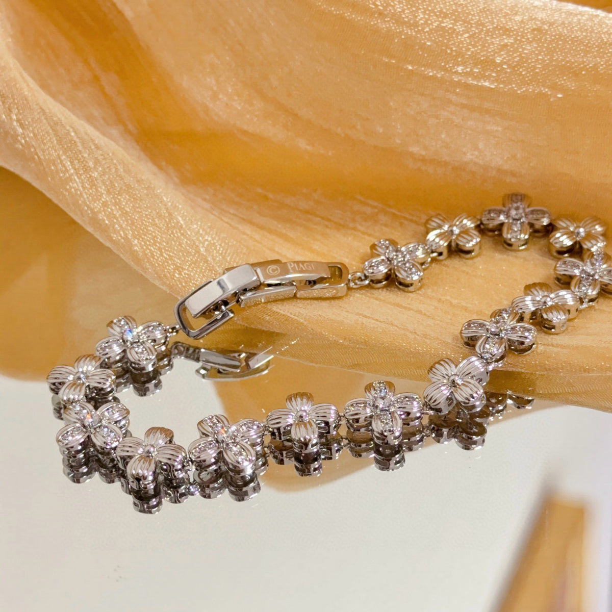 gold crystal inlaid Bracelet for women - alternate angle view 3