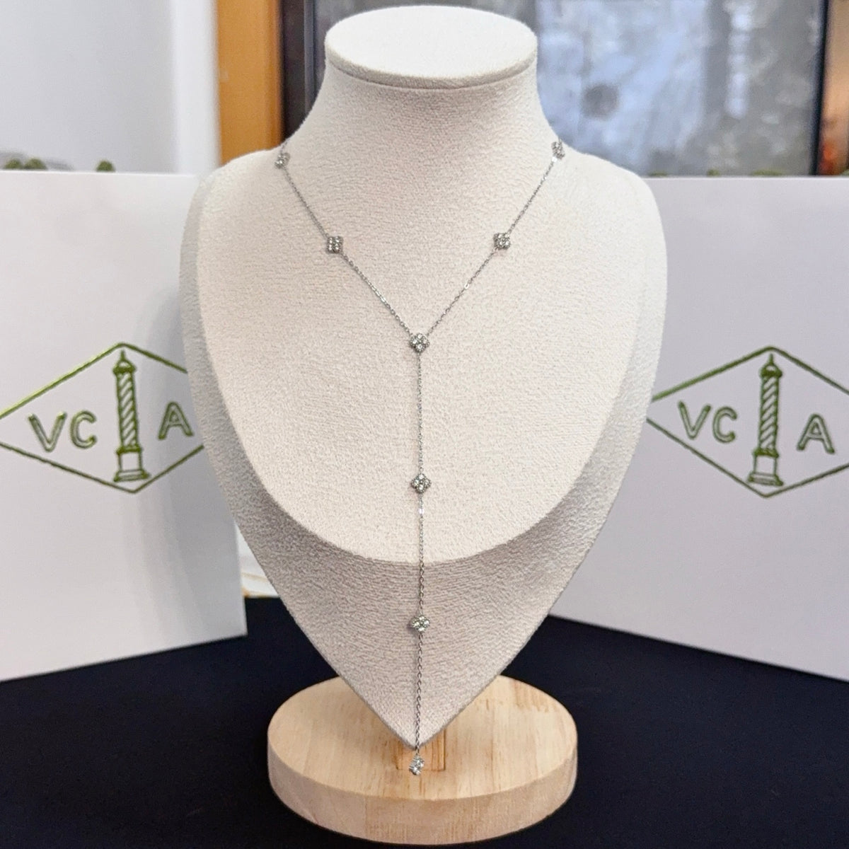 gold crystal clover Necklace for women - product detail view