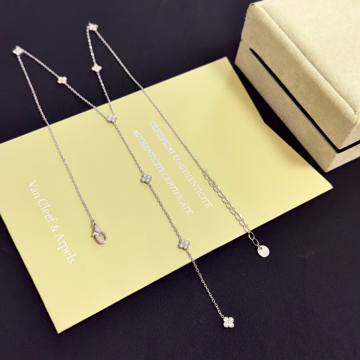 gold crystal clover Necklace for women - alternate angle view 9