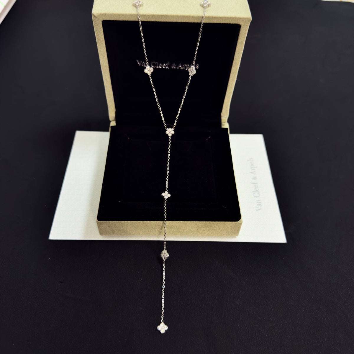 gold crystal clover Necklace for women - alternate angle view 8
