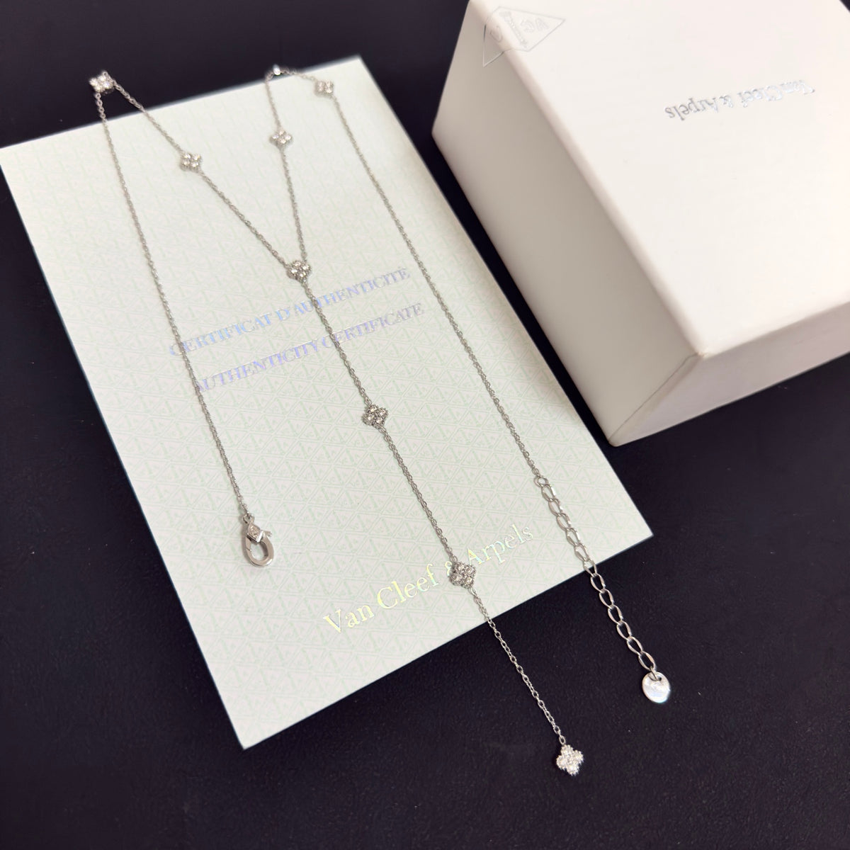 gold crystal clover Necklace for women - alternate angle view 6