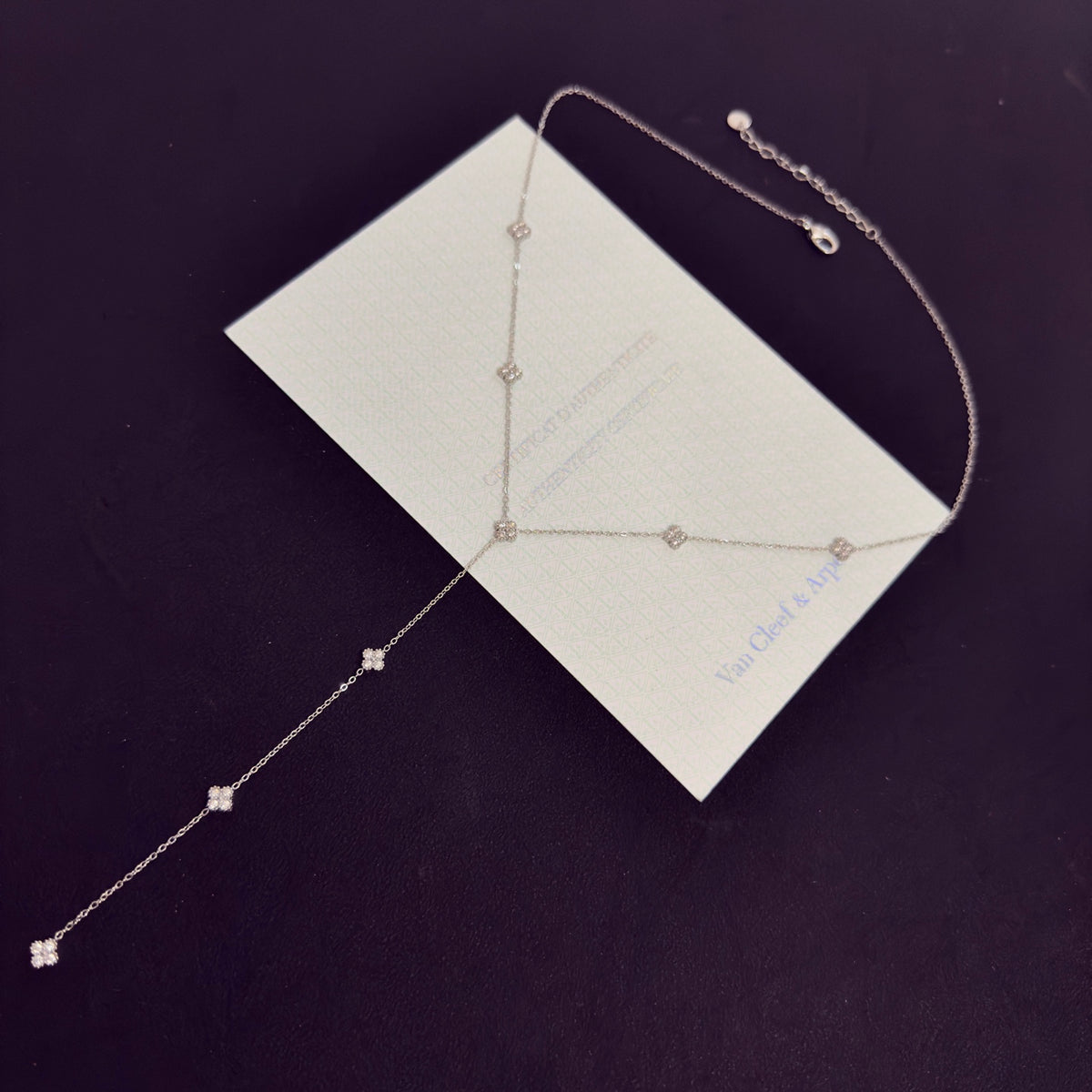gold crystal clover Necklace for women - alternate angle view 7