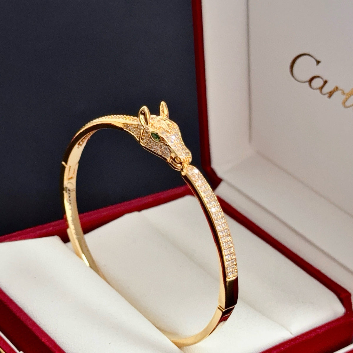 gold crystal floral Bangle for men - alternate angle view 4