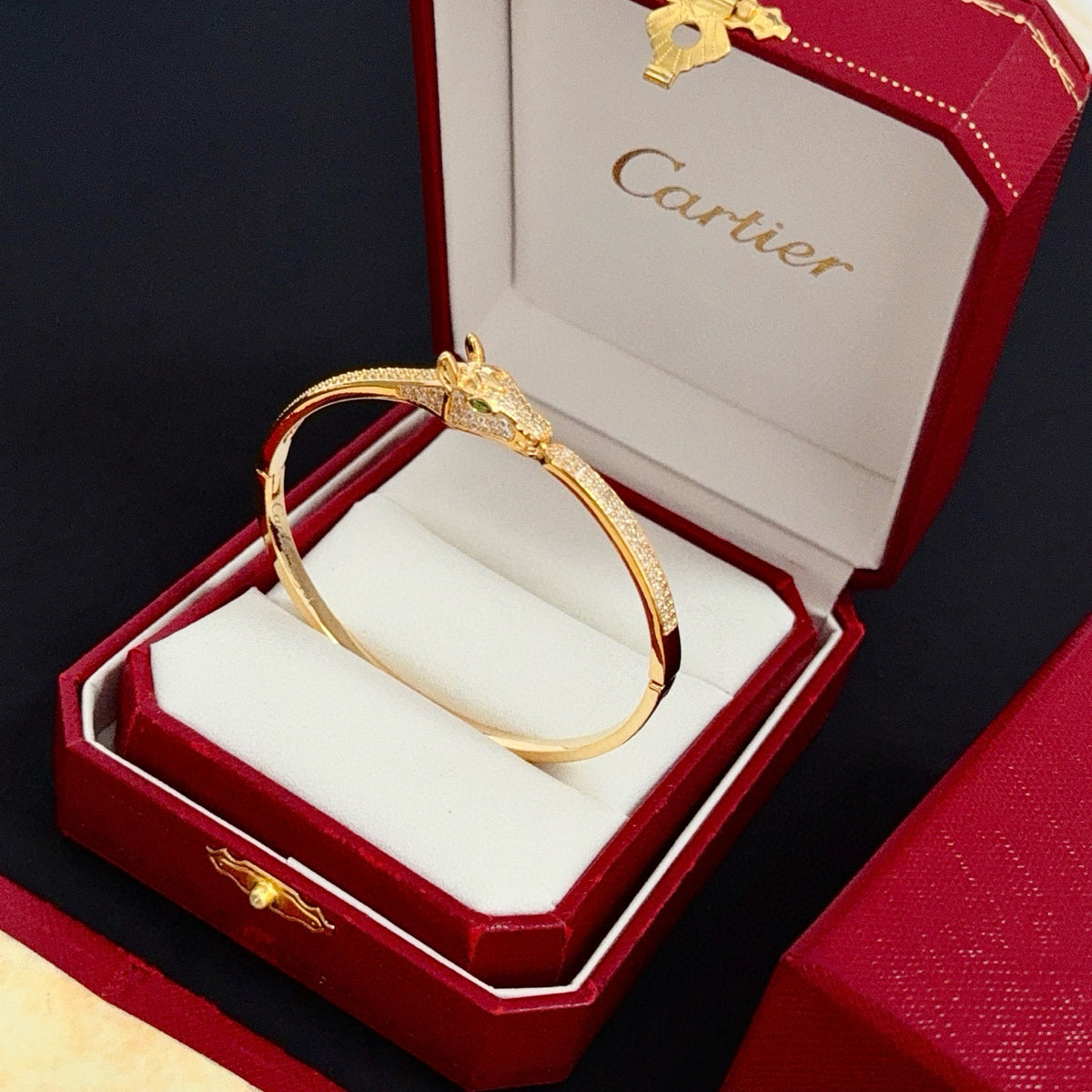 gold crystal floral Bangle for men - alternate angle view 3