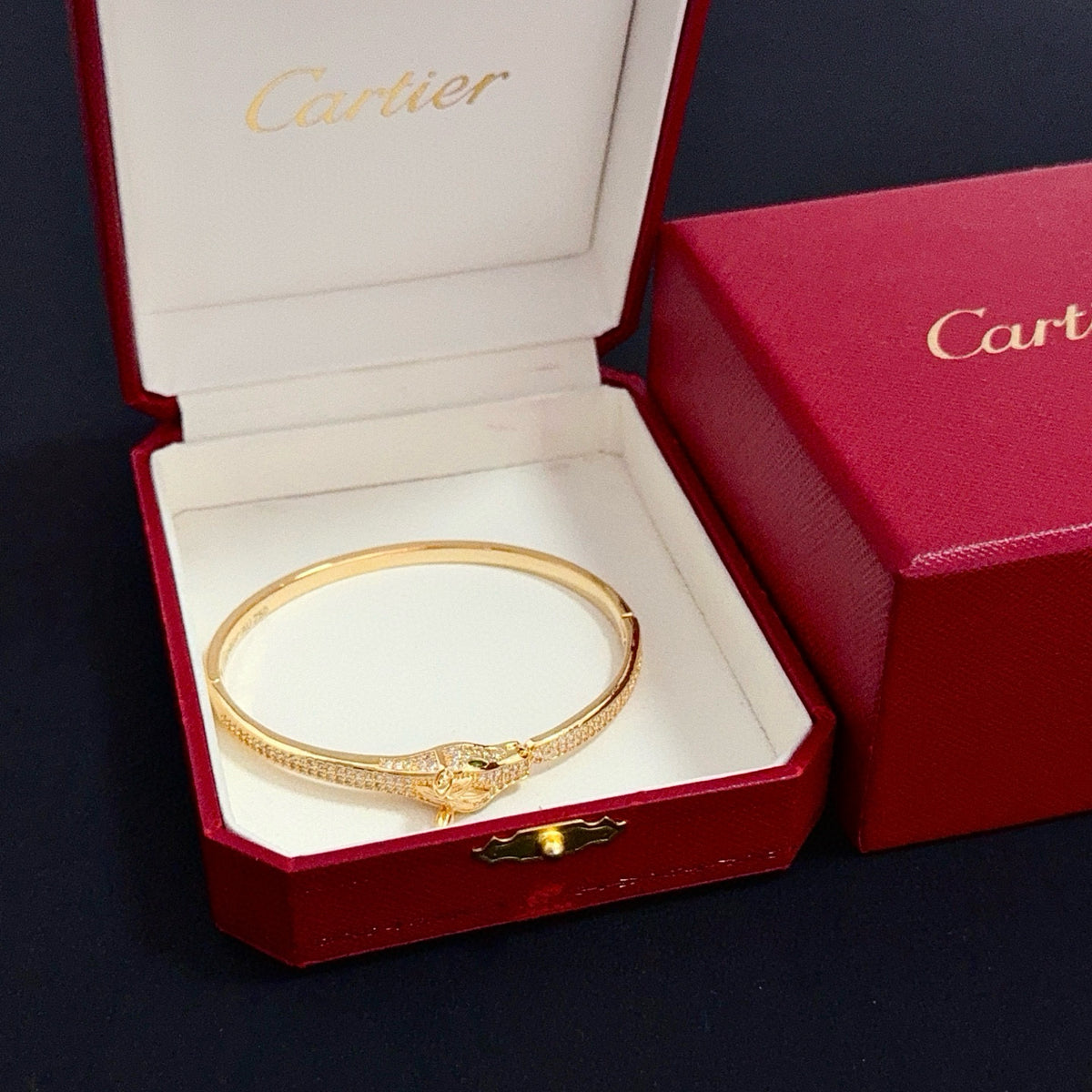 gold crystal floral Bangle for men - product detail view
