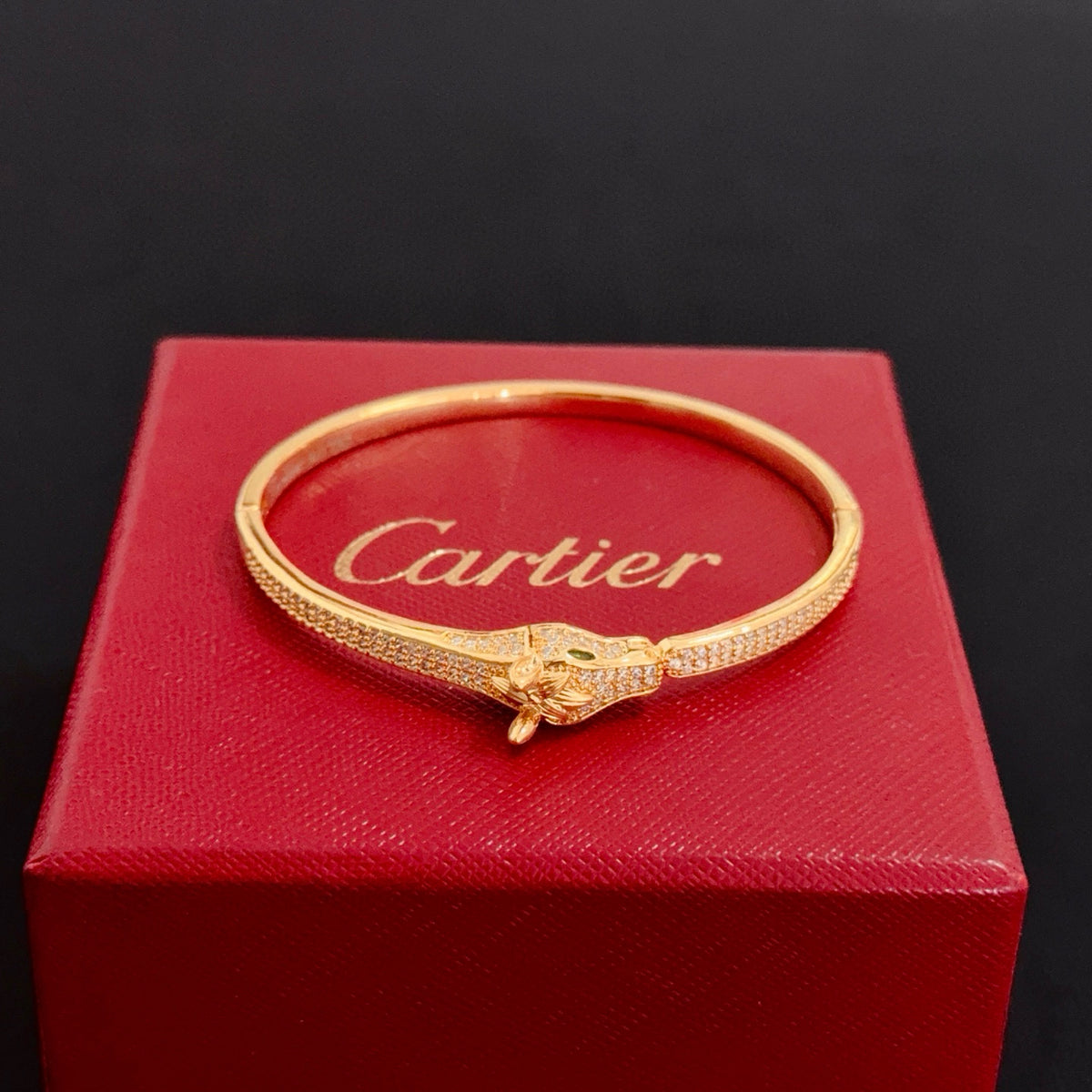 gold crystal floral Bangle for men - alternate angle view 6