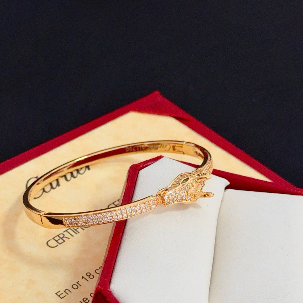 gold crystal floral Bangle for men - alternate angle view 8