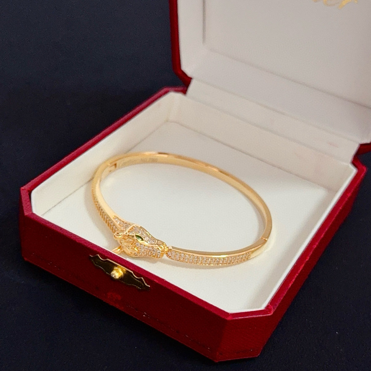 gold crystal floral Bangle for men - alternate angle view 2