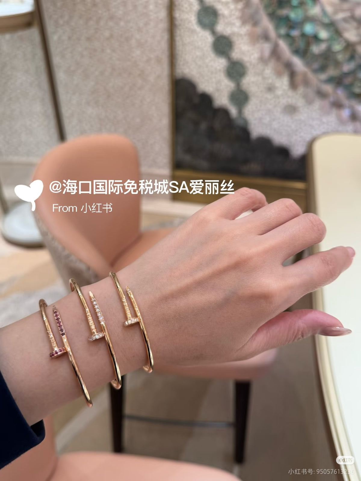tricolor crystal Bangle for women - alternate angle view 6