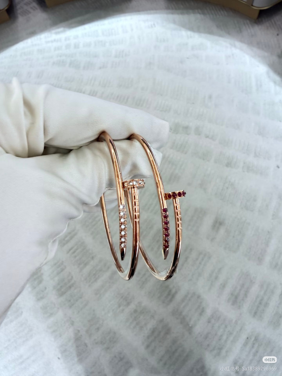 tricolor crystal Bangle for women - alternate angle view 5