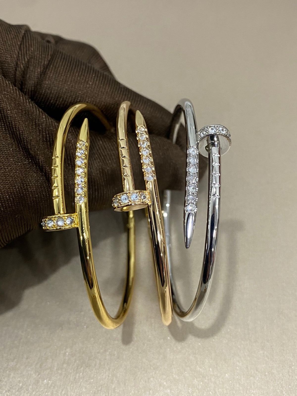 tricolor crystal Bangle for women - product detail view