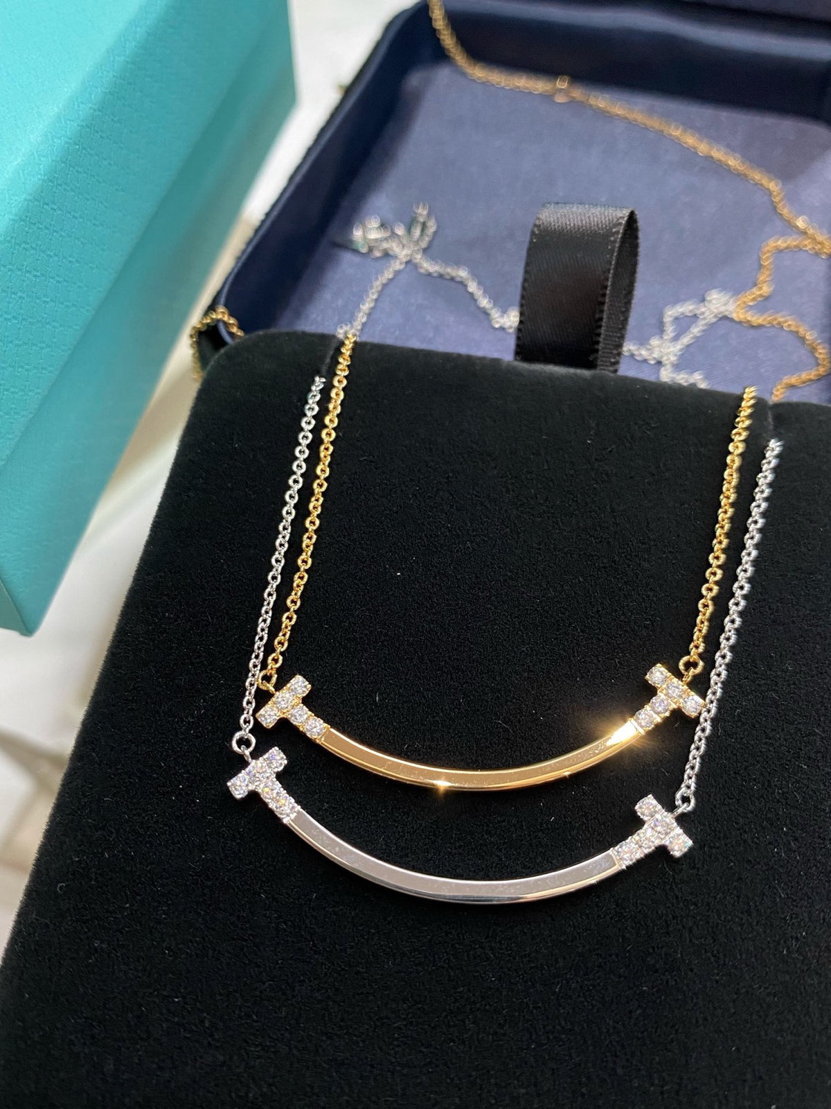 rose gold crystal rose Necklace for women - product detail view