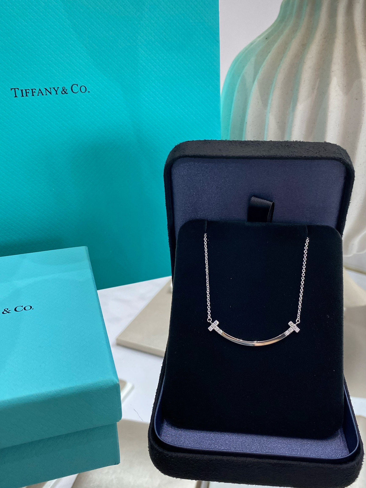 rose gold crystal rose Necklace for women - alternate angle view 6