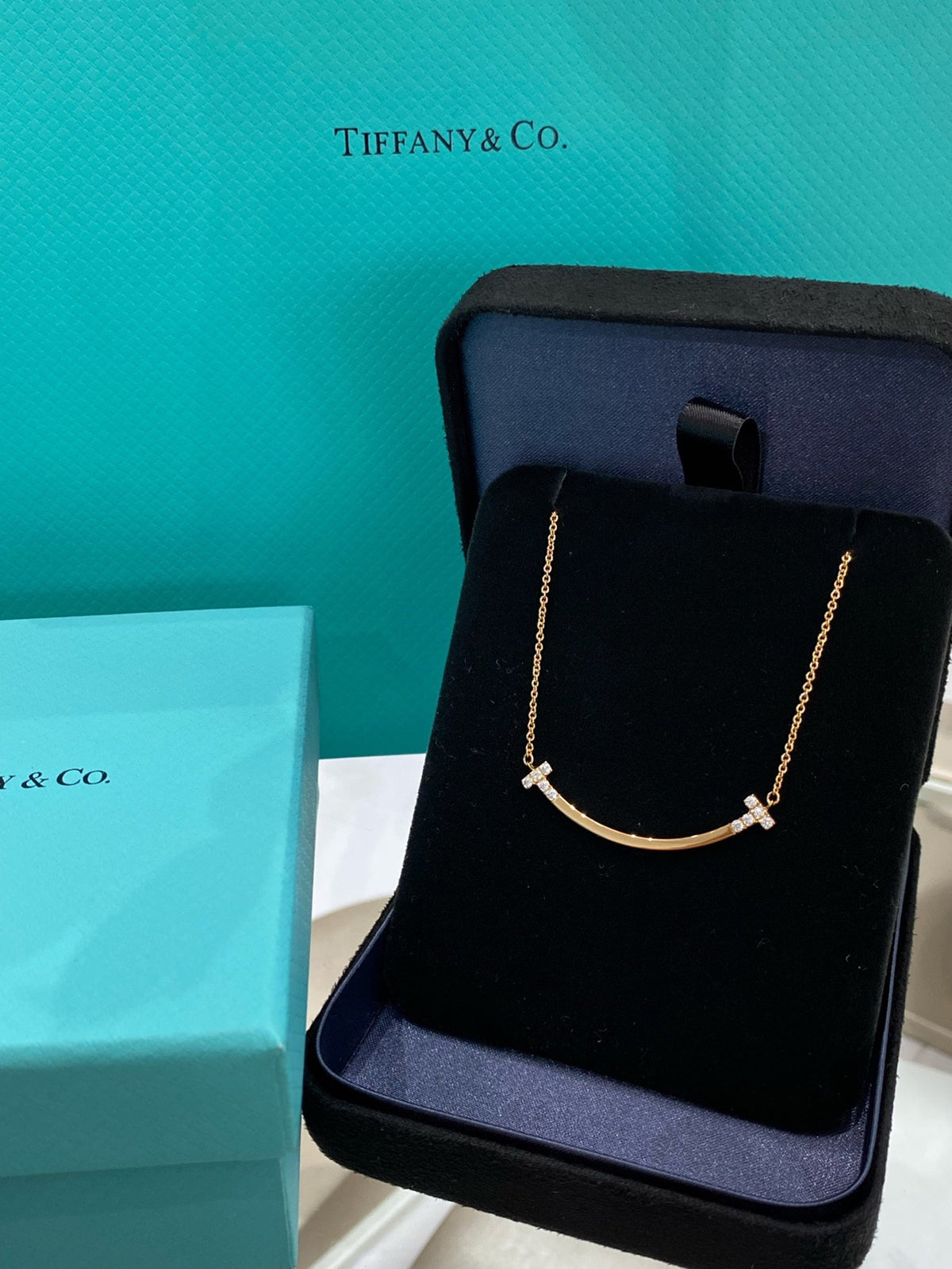 rose gold crystal rose Necklace for women - alternate angle view 4