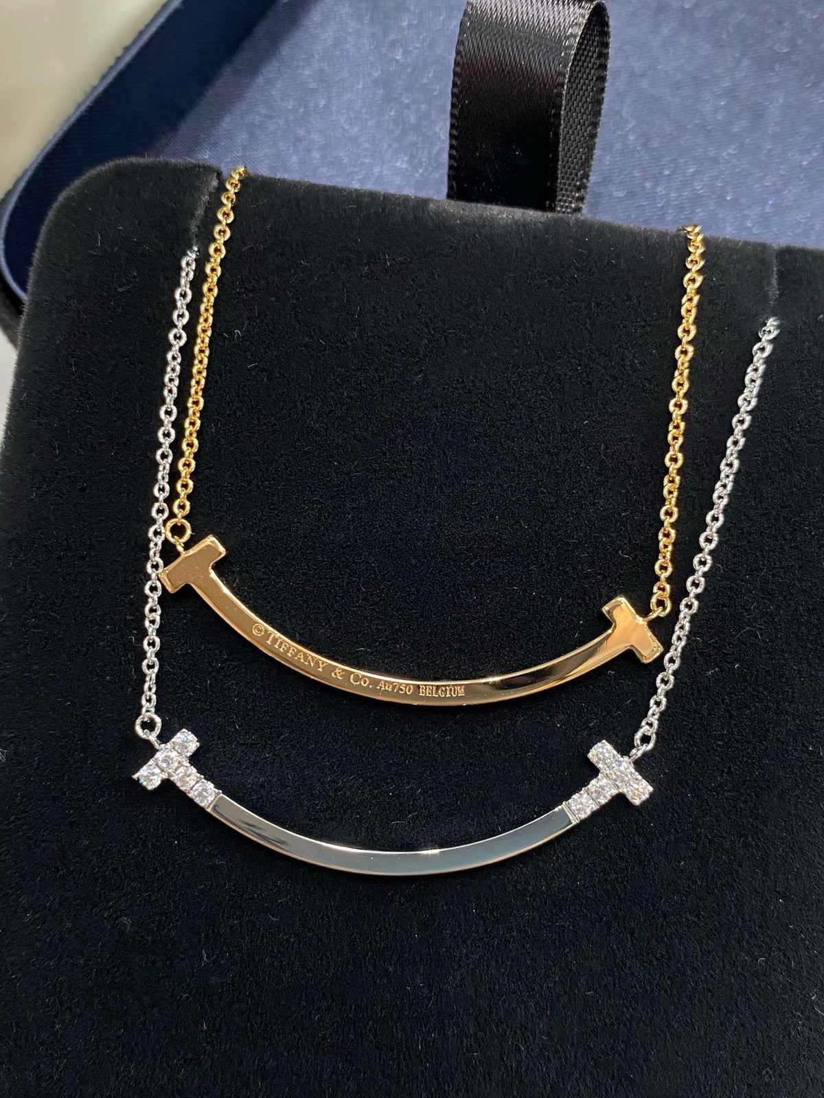 rose gold crystal rose Necklace for women - alternate angle view 3