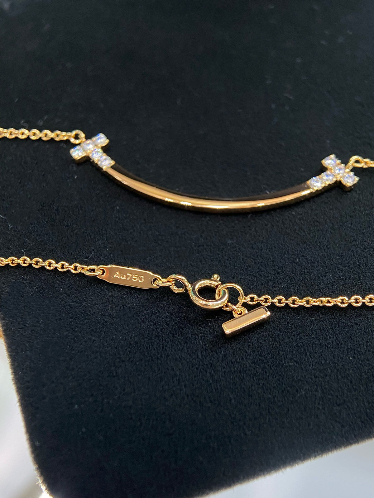rose gold crystal rose Necklace for women - alternate angle view 5