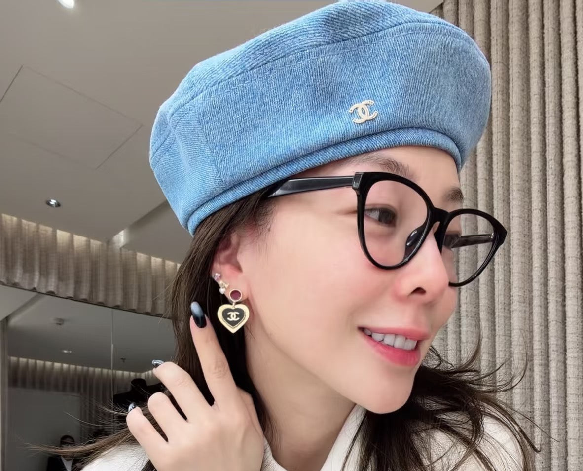 gold enamel heart Drop Earrings for women - alternate angle view 8
