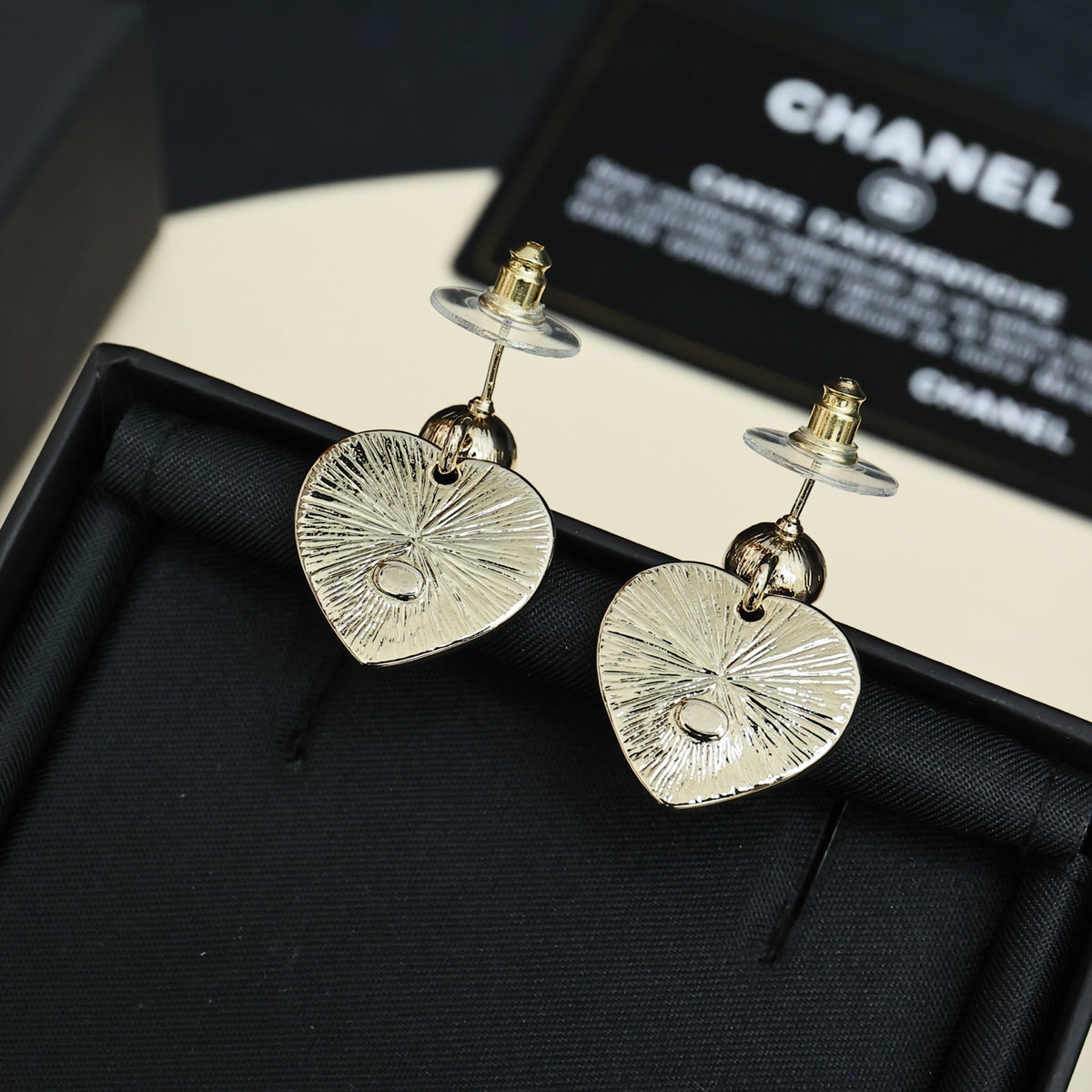 gold enamel heart Drop Earrings for women - alternate angle view 4