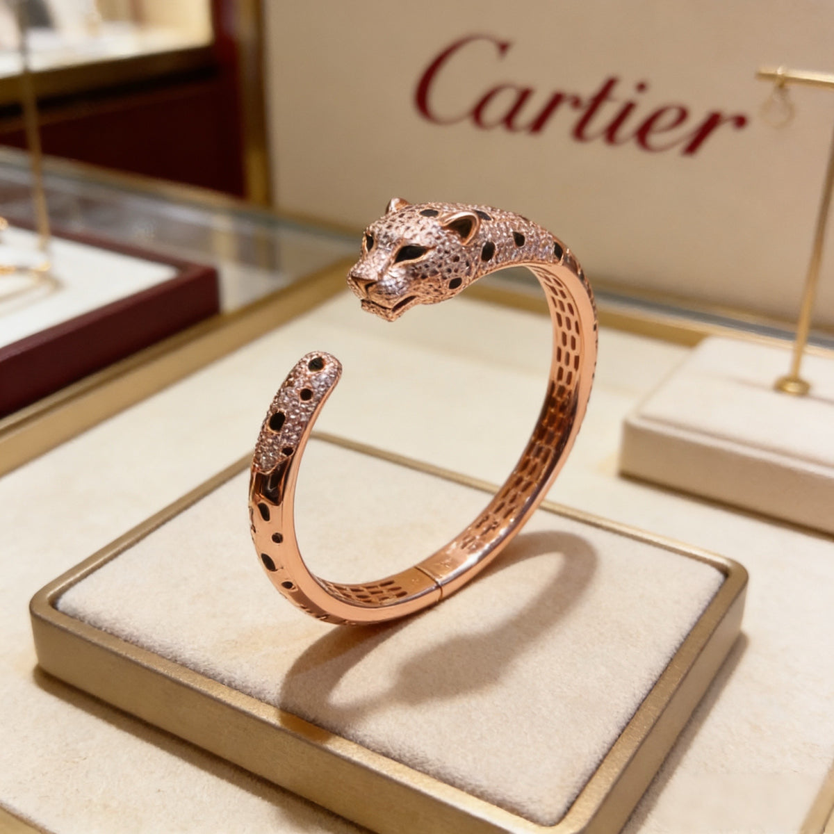gold crystal floral Bangle for men - alternate angle view 3