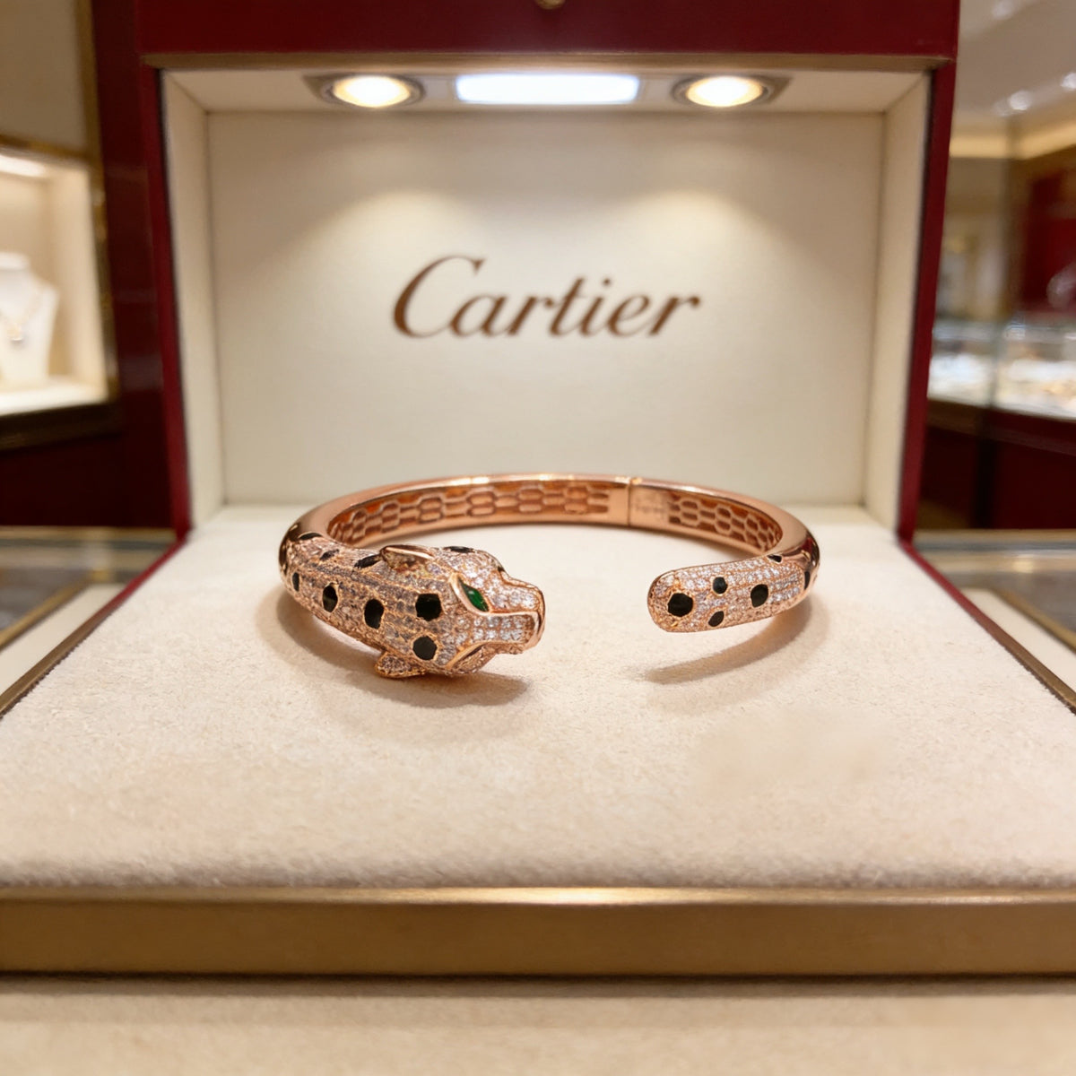 gold crystal floral Bangle for men - alternate angle view 2