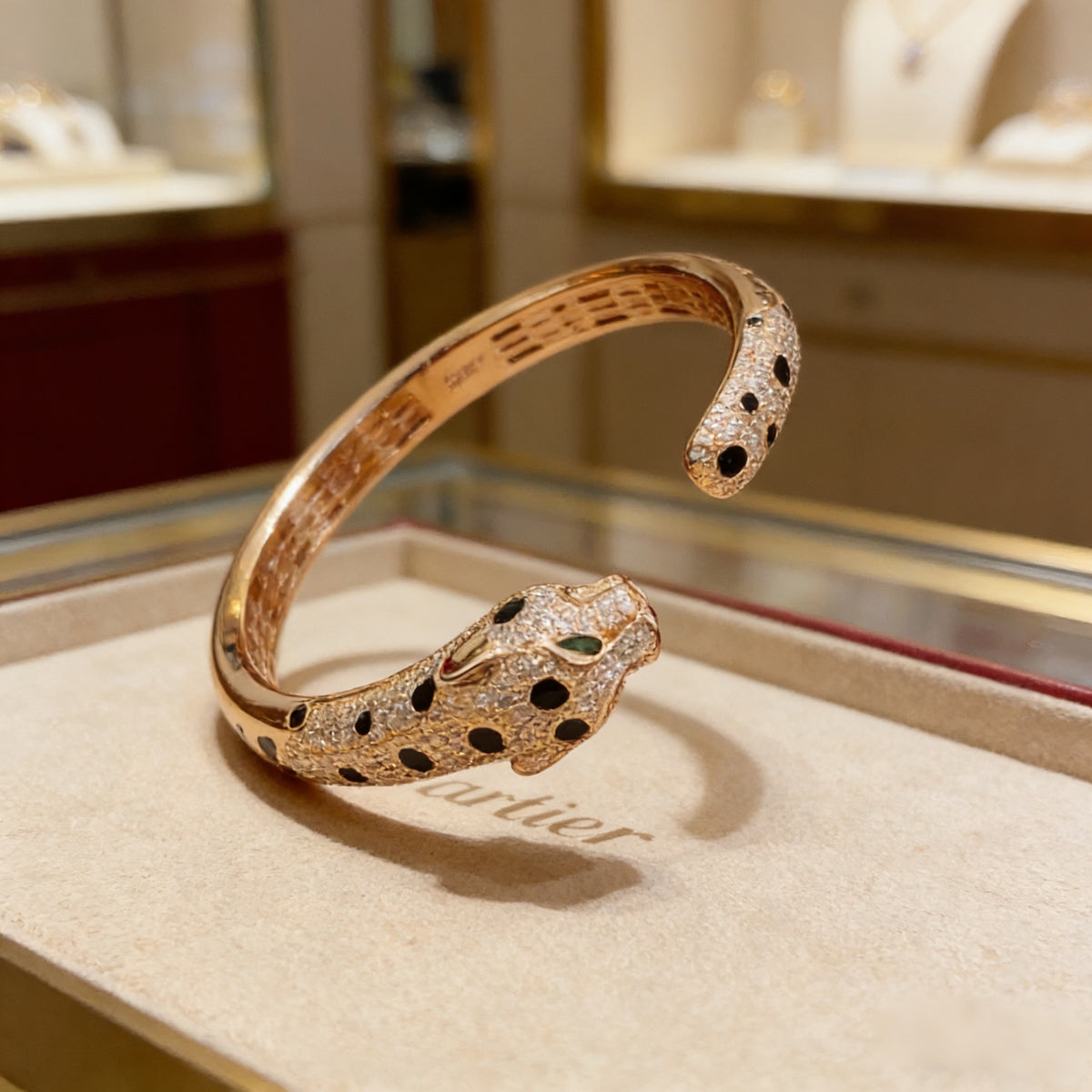gold crystal floral Bangle for men - alternate angle view 4