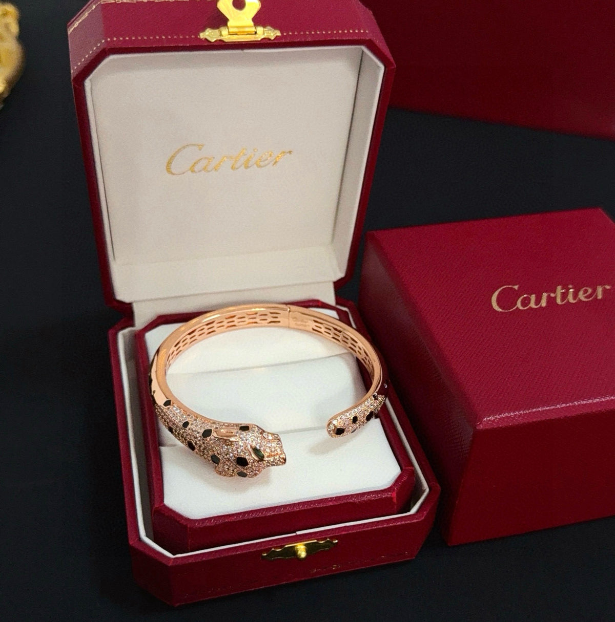gold crystal floral Bangle for men - alternate angle view 8