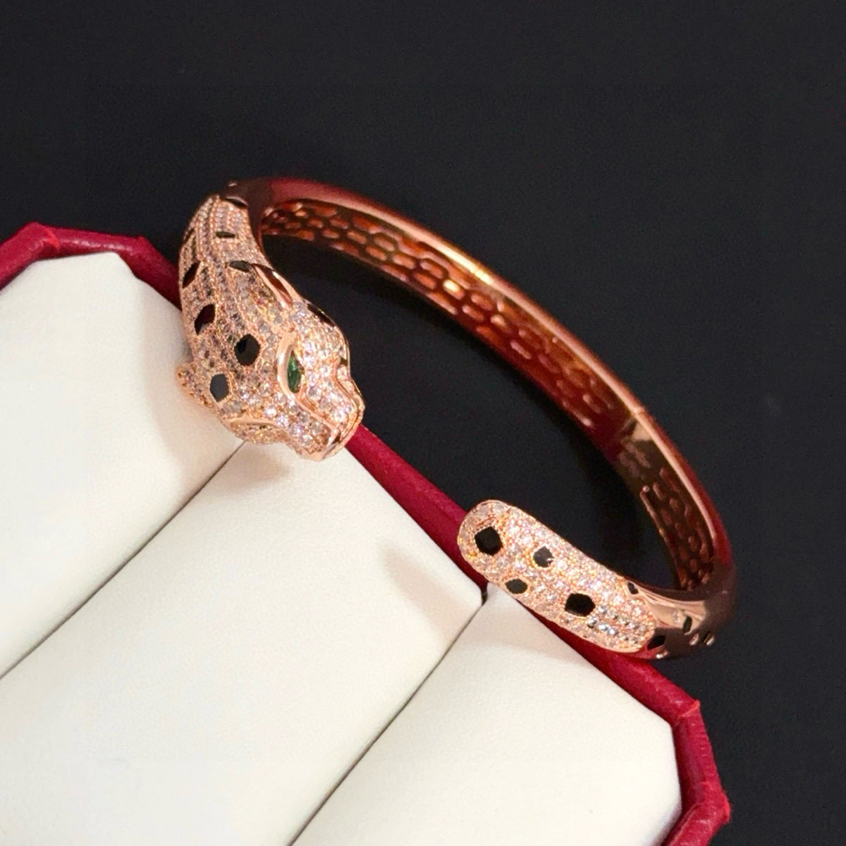 gold crystal floral Bangle for men - alternate angle view 9