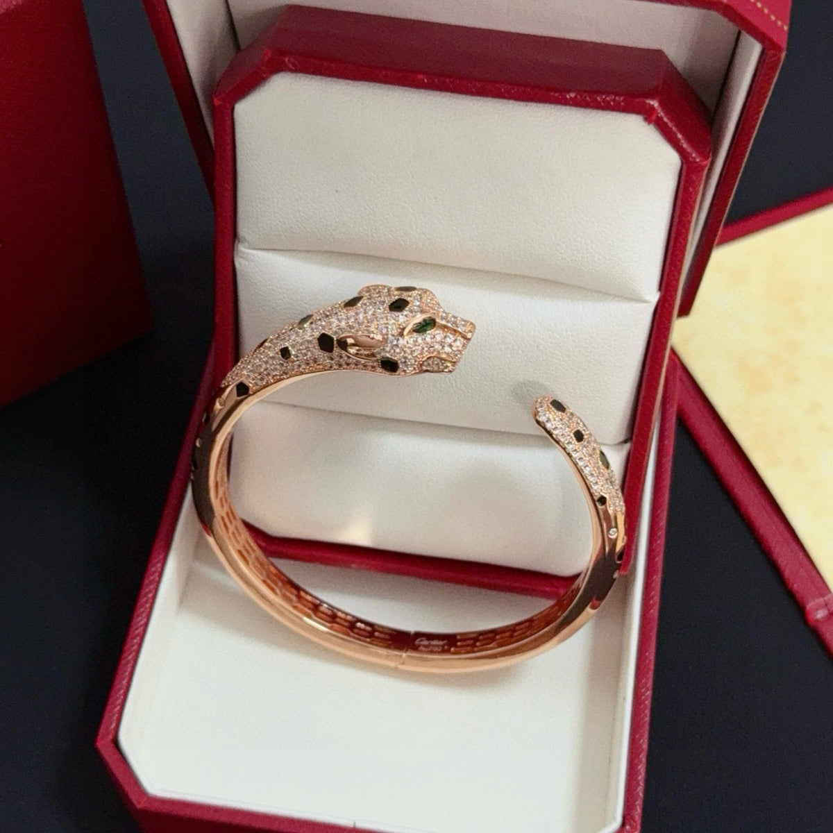 gold crystal floral Bangle for men - alternate angle view 5