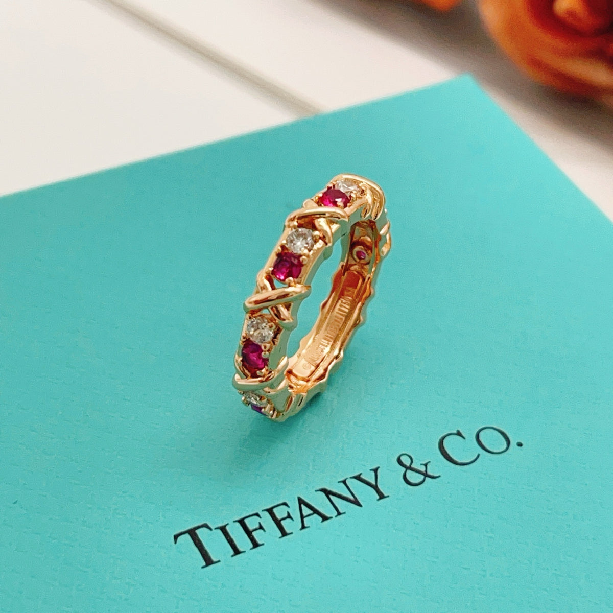 rose gold brass rose Ring for women - alternate angle view 4