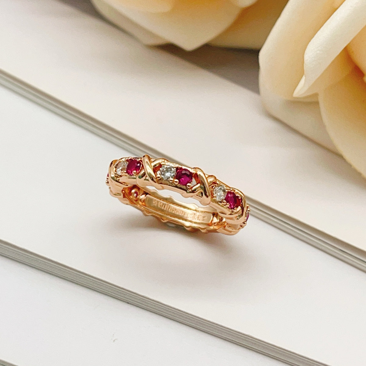 rose gold brass rose Ring for women - product detail view