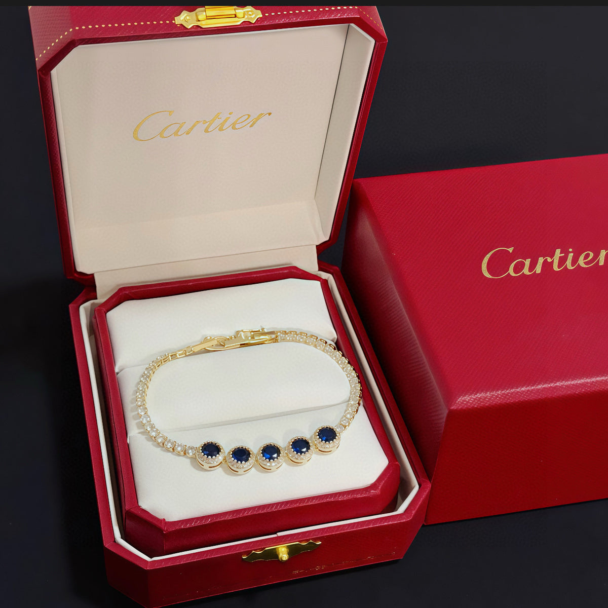 gold crystal floral Bangle for men - alternate angle view 4