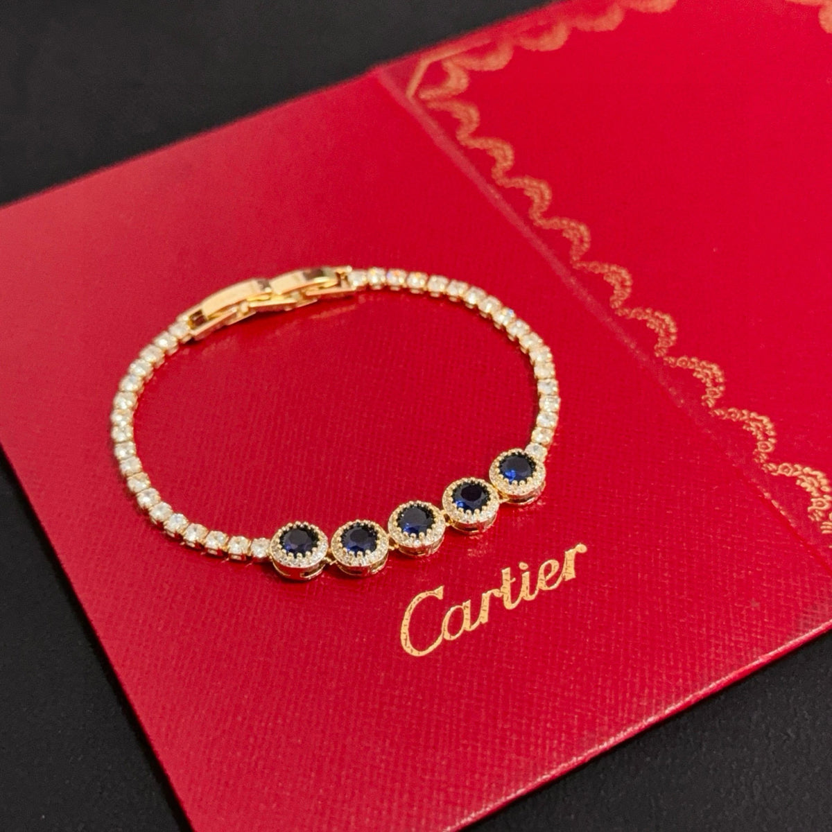 gold crystal floral Bangle for men - alternate angle view 7