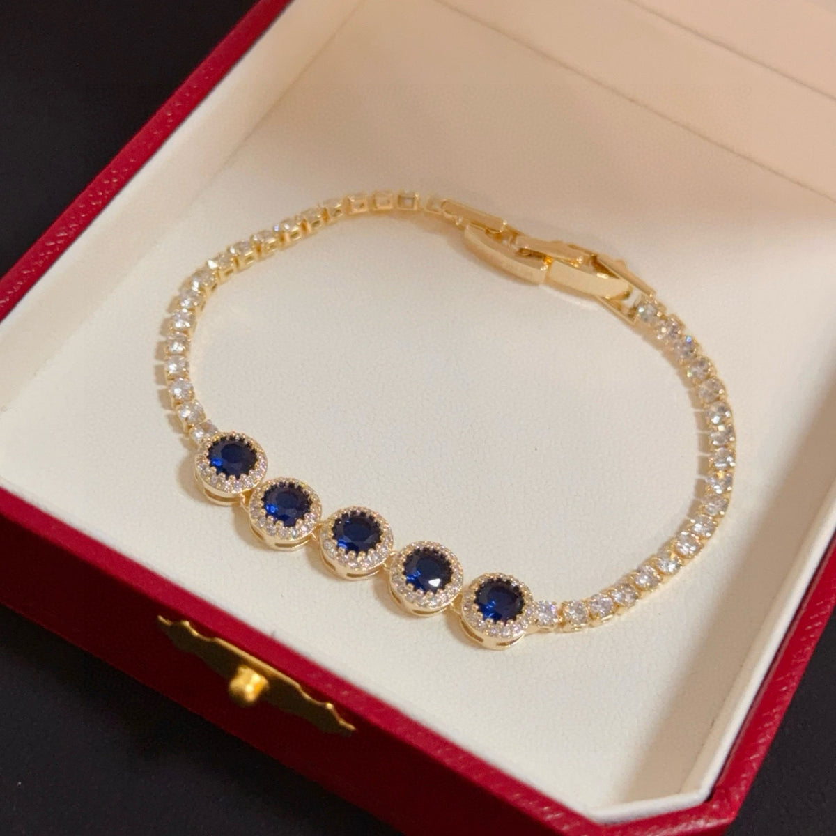 gold crystal floral Bangle for men - alternate angle view 6