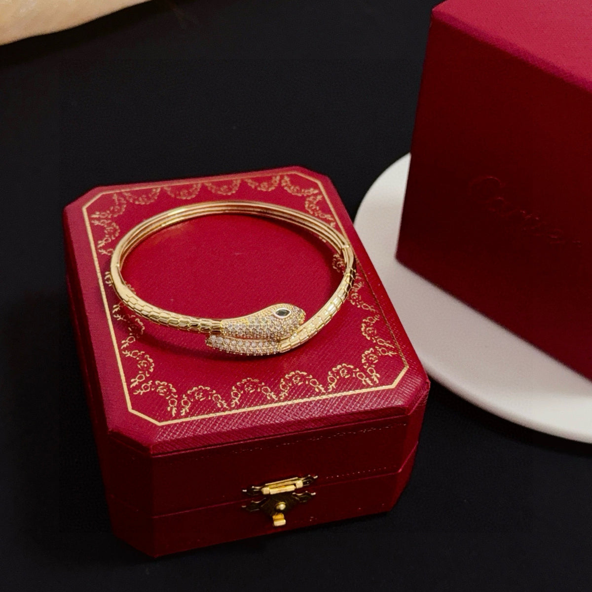 gold crystal floral Bangle for men - alternate angle view 8