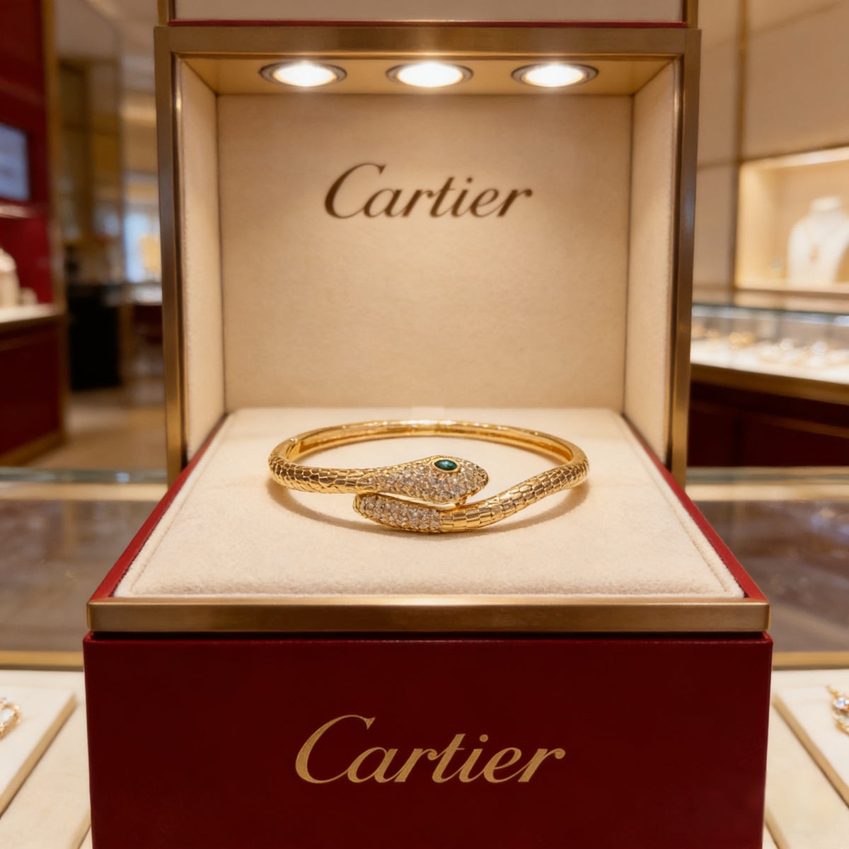 gold crystal floral Bangle for men - product detail view