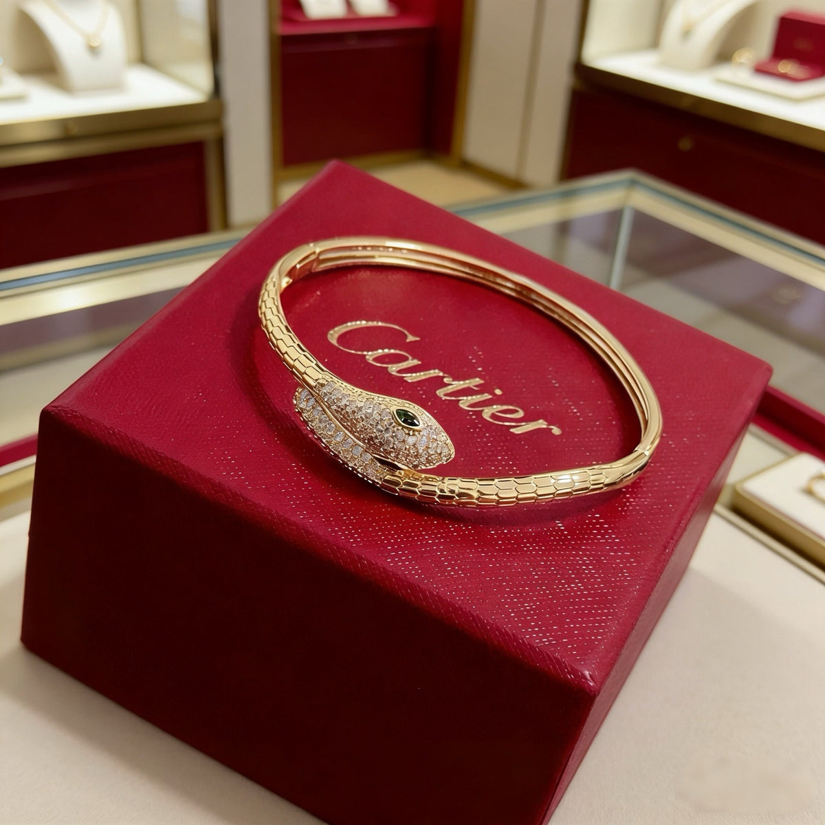 gold crystal floral Bangle for men - alternate angle view 3