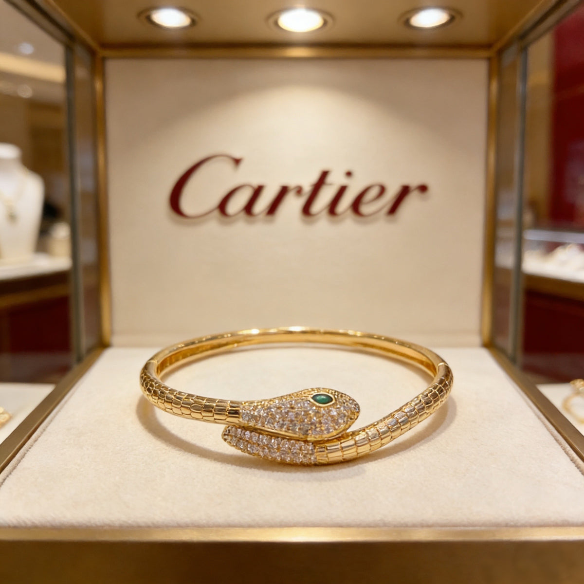 gold crystal floral Bangle for men - alternate angle view 2