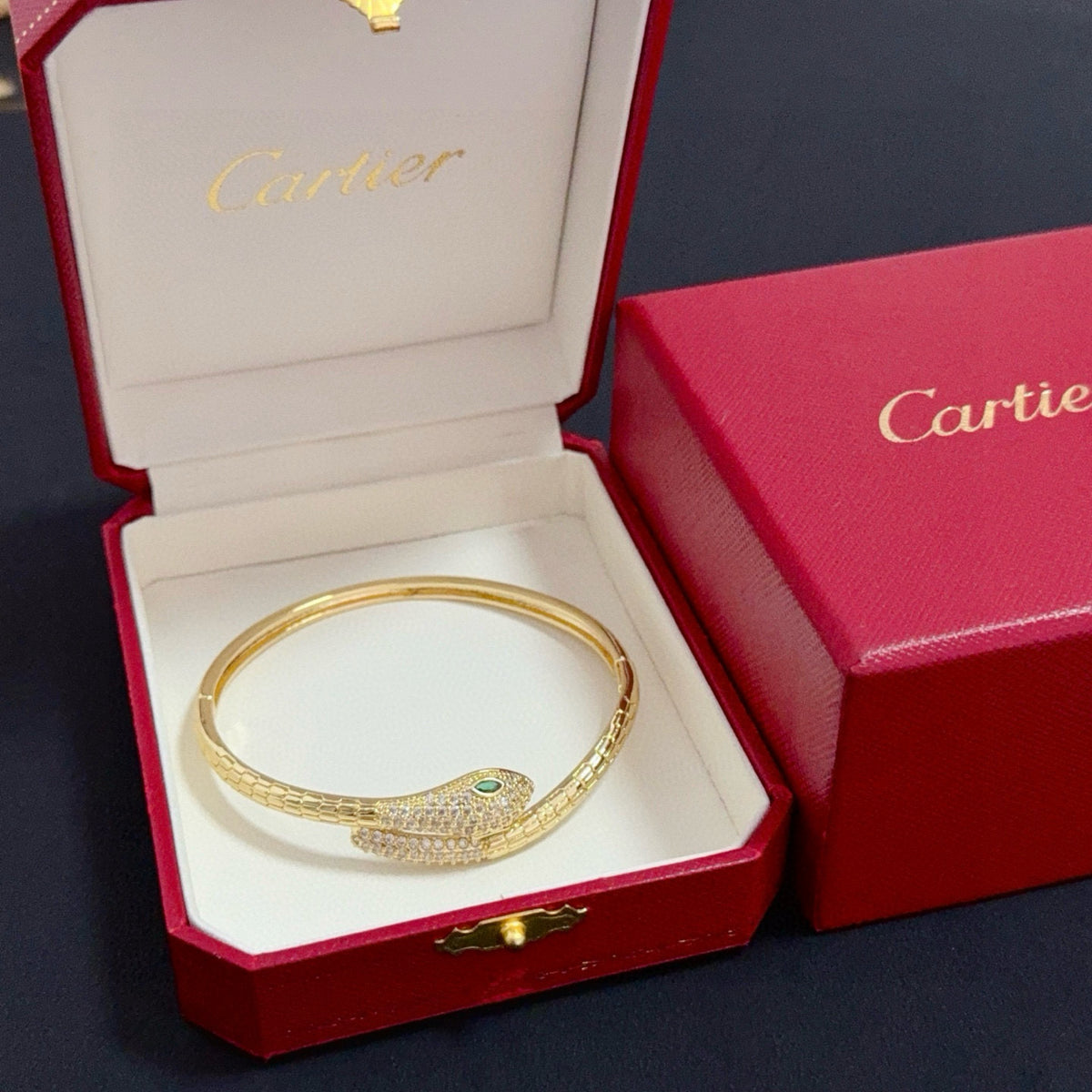 gold crystal floral Bangle for men - alternate angle view 7
