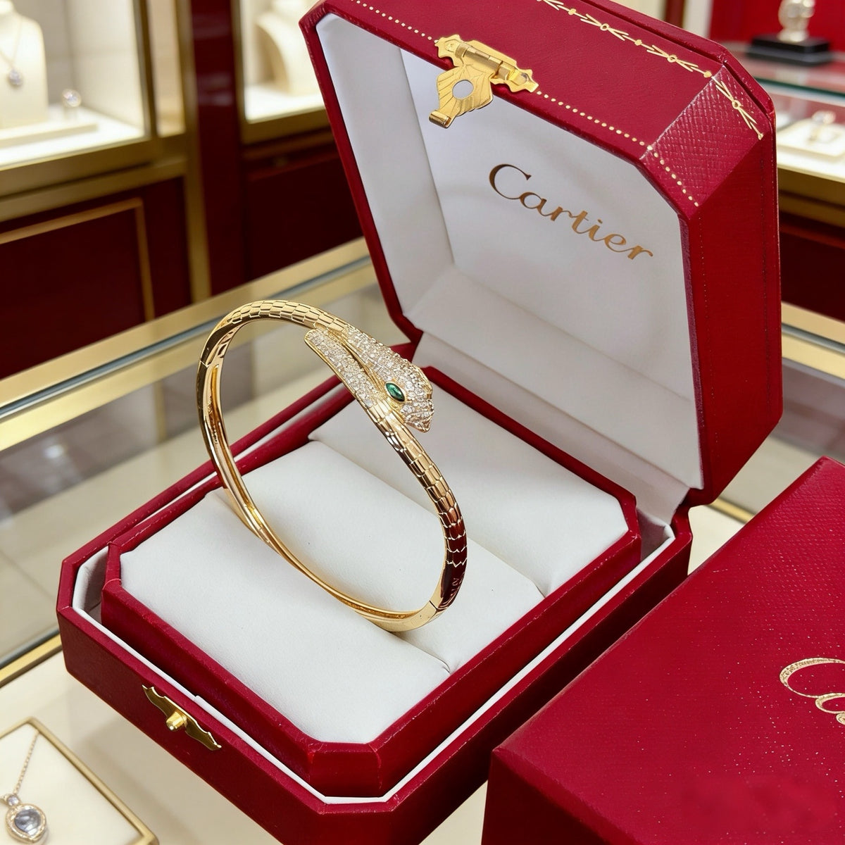 gold crystal floral Bangle for men - alternate angle view 4