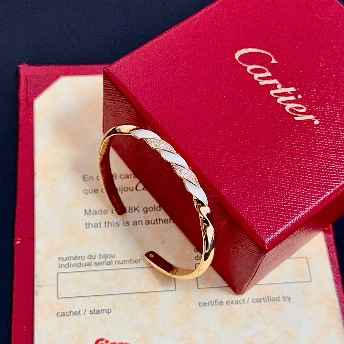 gold crystal floral Bangle for men - alternate angle view 6