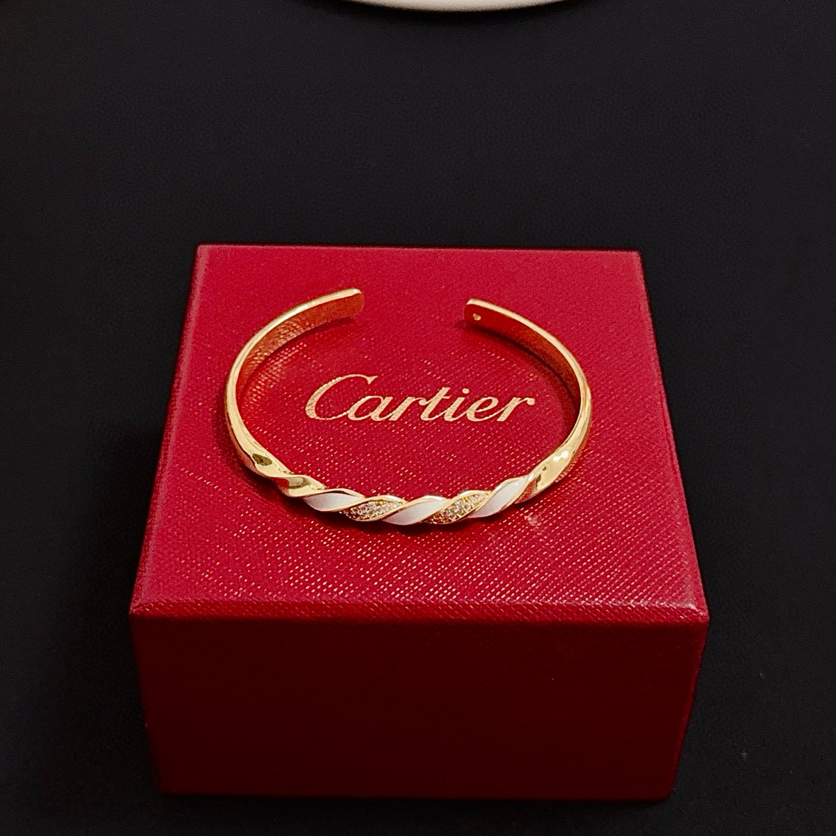 gold crystal floral Bangle for men - alternate angle view 8