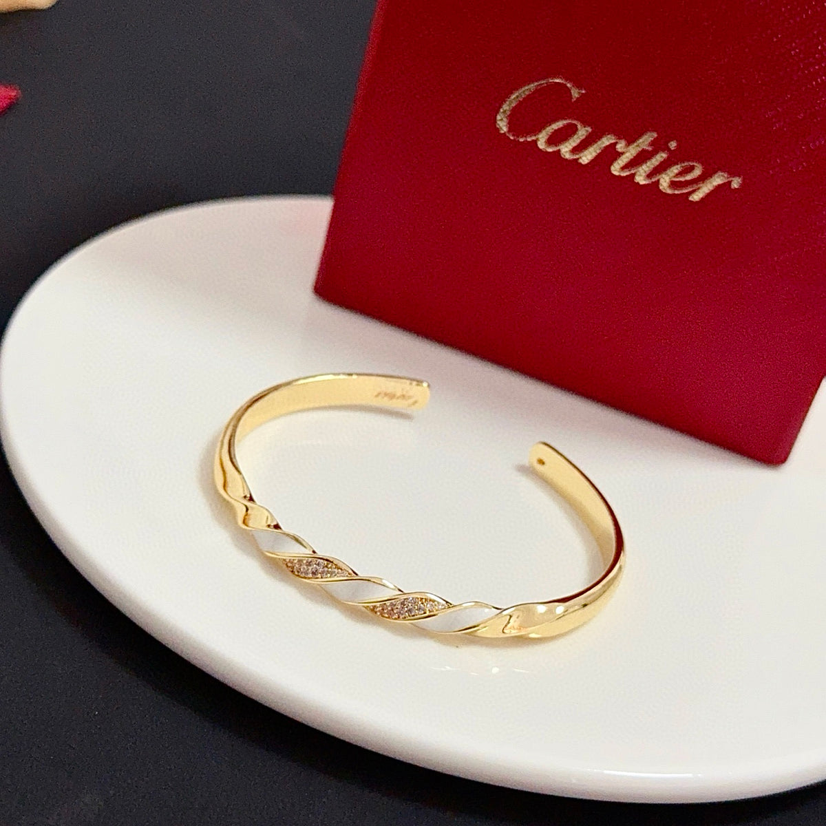 gold crystal floral Bangle for men - alternate angle view 7