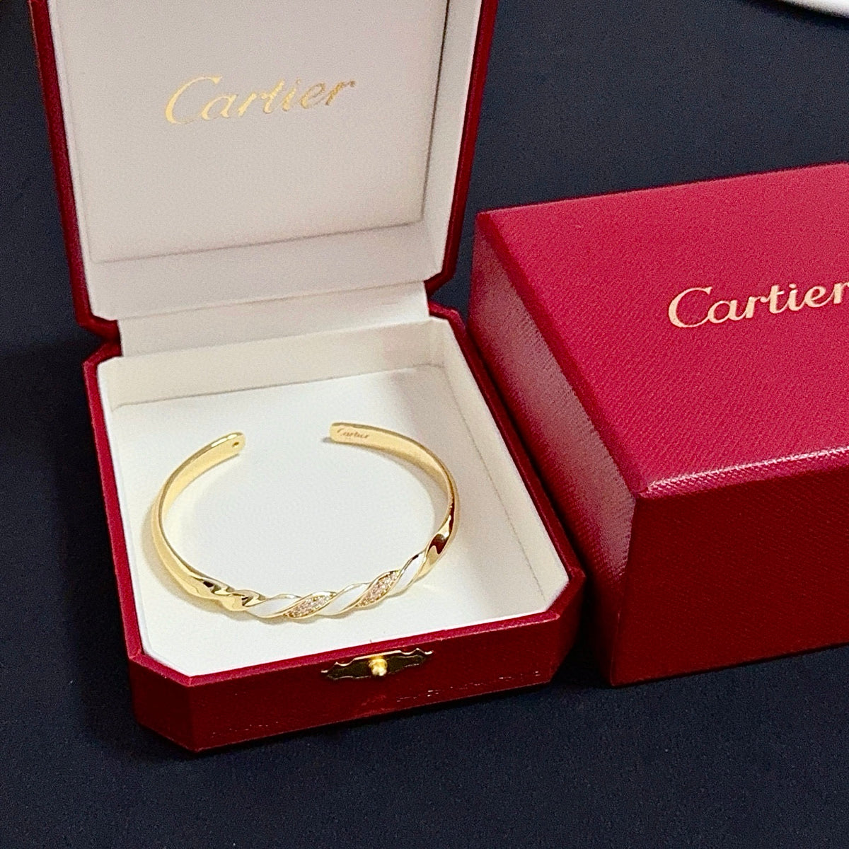 gold crystal floral Bangle for men - product detail view