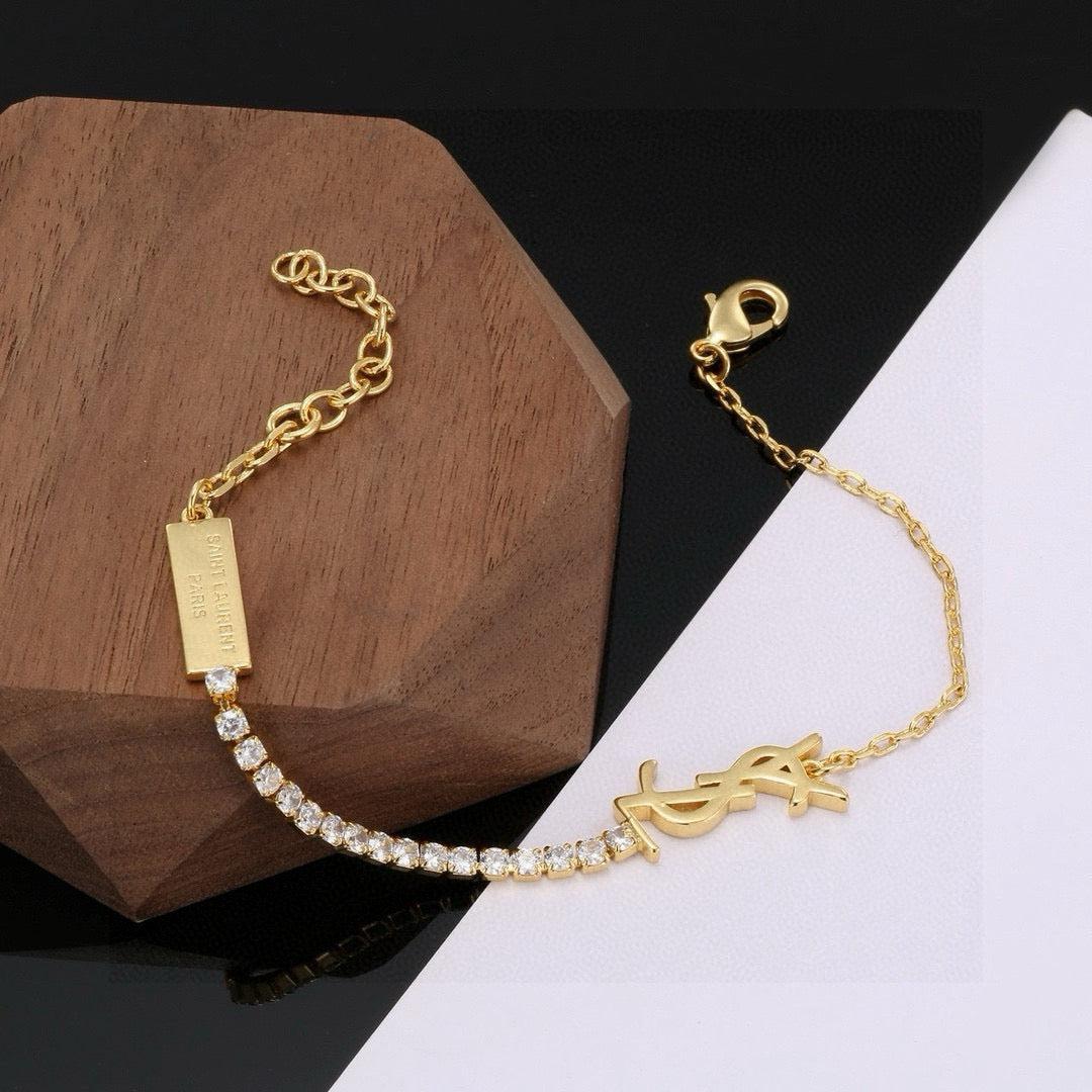 yellow brass elegant Bracelet for women - alternate angle view 2
