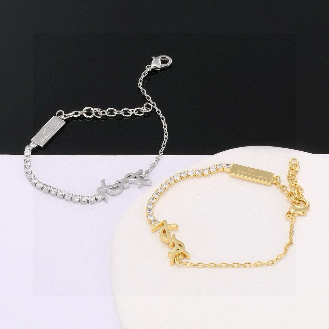 yellow brass elegant Bracelet for women - product detail view
