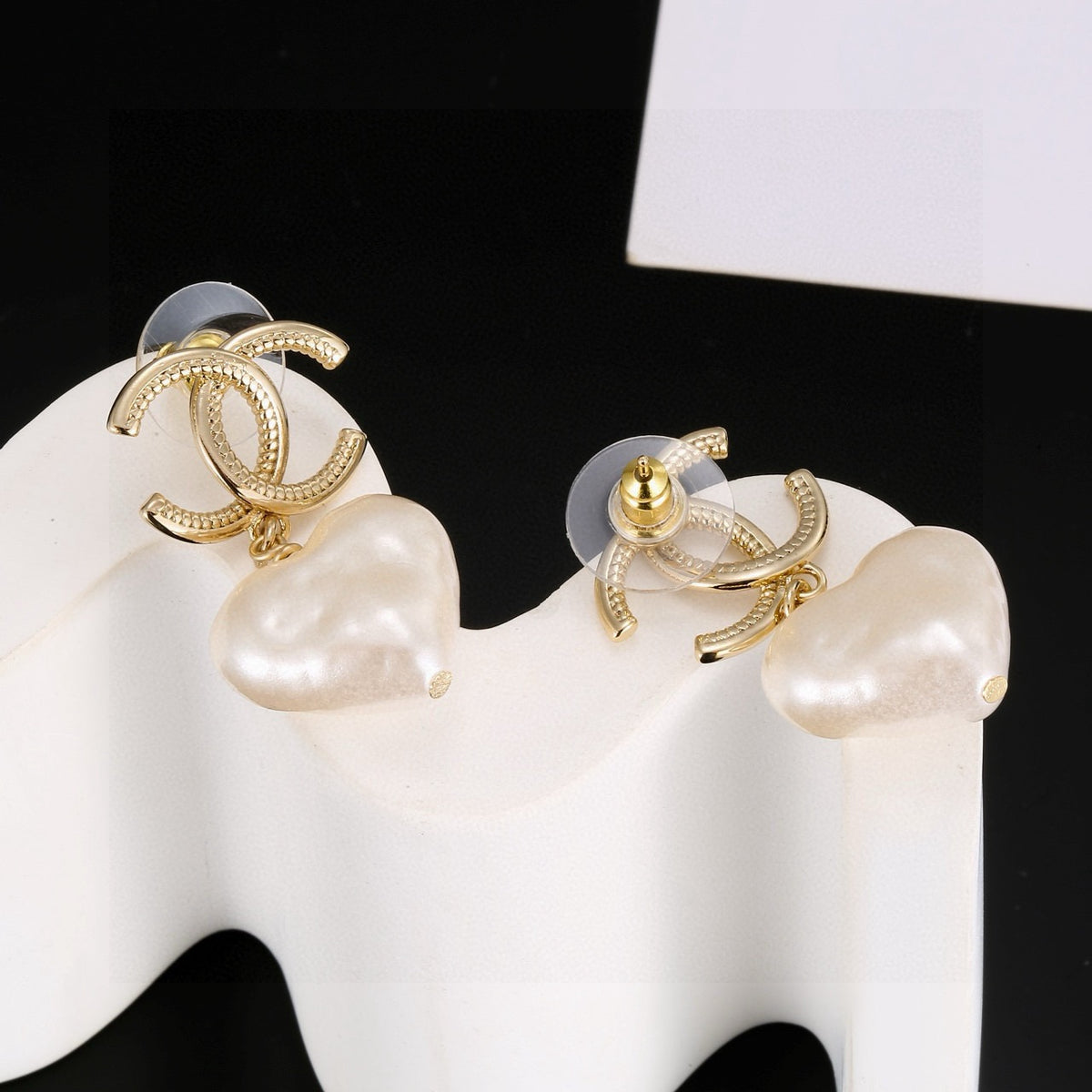 light gold luxury Drop Earrings for women - alternate angle view 4