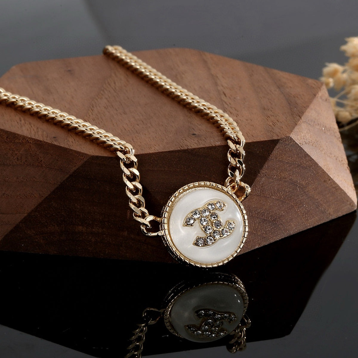 crystal double c Necklace for women - alternate angle view 5