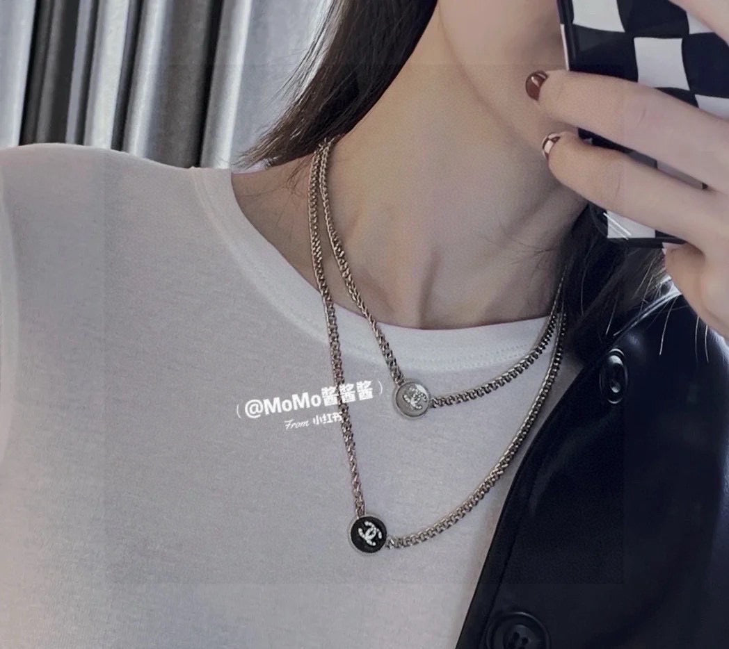 crystal double c Necklace for women - alternate angle view 7